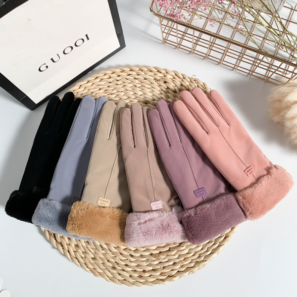 Γάντια γυναικεία με ζεστή επένδυση και  γούνα
