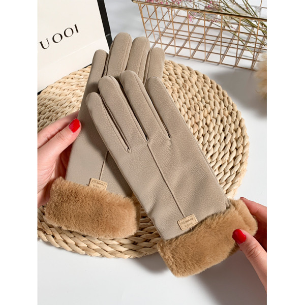 Γάντια γυναικεία με ζεστή επένδυση και  γούνα