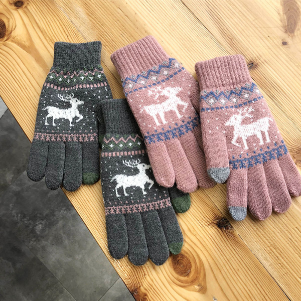 Ζεστά γυναικεία γάντια με τάρανδο σε πέντε χρώματα