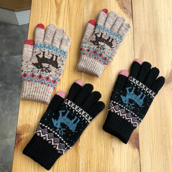 Ζεστά γυναικεία γάντια με τάρανδο σε πέντε χρώματα