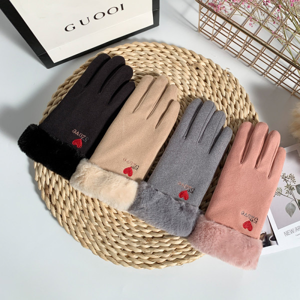 Női pehelykesztyű hímzéssel