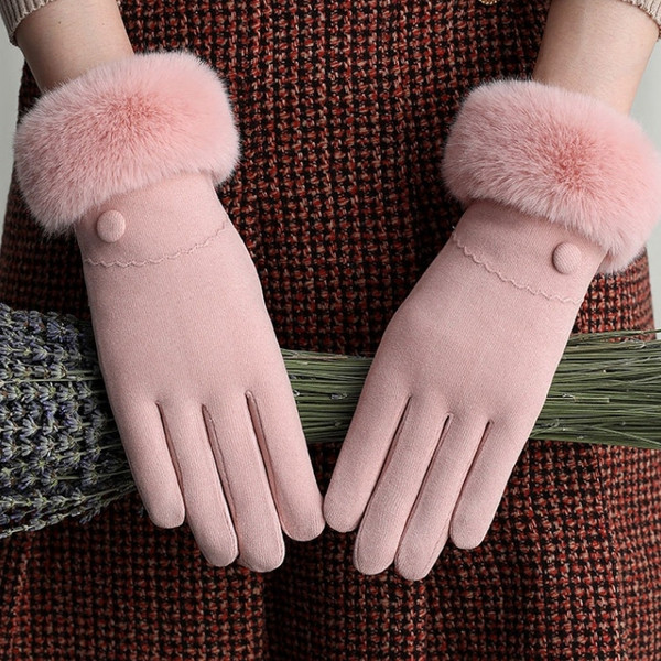 Női téli kesztyű gombbal és pehellyel