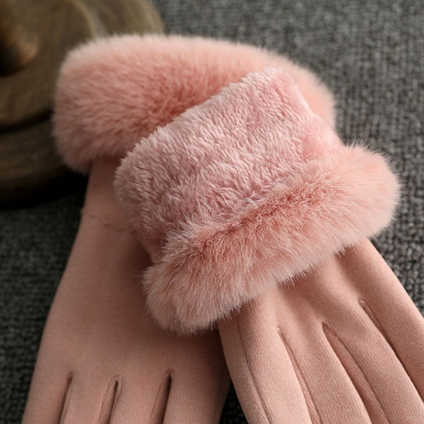 Női téli kesztyű gombbal és pehellyel