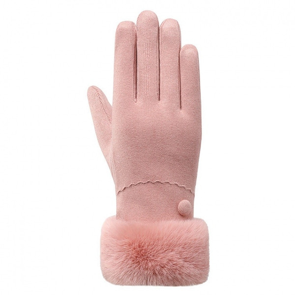 Női téli kesztyű gombbal és pehellyel