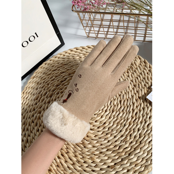 Ženske zimske rukavice s perom i vezom