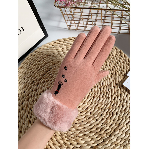 Ženske zimske rukavice s perom i vezom
