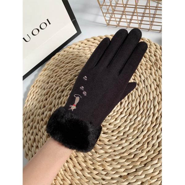 Ženske zimske rukavice s perom i vezom