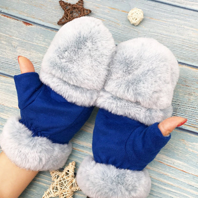 Γυναικεία βελούδινα γάντια με τρισδιάστατα στοιχεία