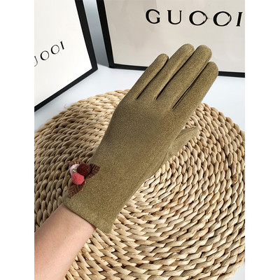 Ženske vunene rukavice s perom