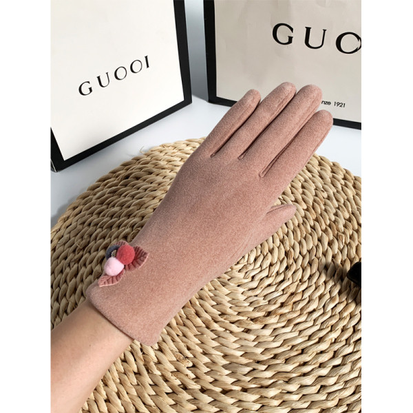 Ženske vunene rukavice s perom