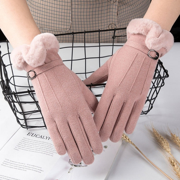 Modern női kesztyű csattal és pehellyel