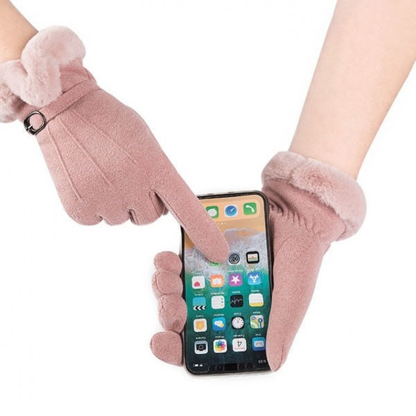 Modern női kesztyű csattal és pehellyel