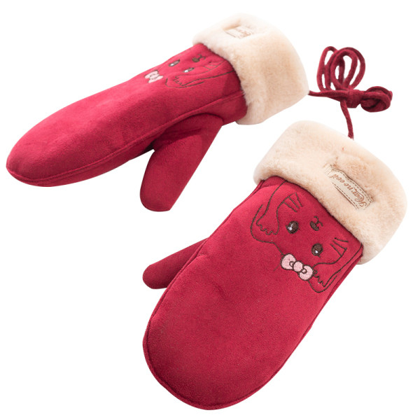 Női velúr kesztyű hímzéssel