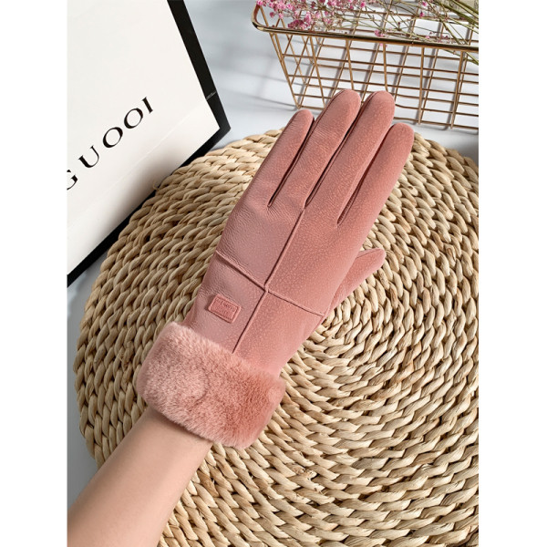 Egyszínű, pehelyes női kesztyű