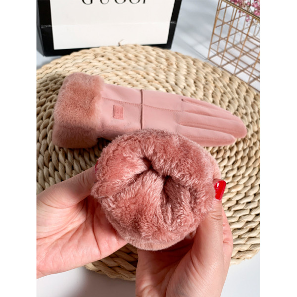 Egyszínű, pehelyes női kesztyű