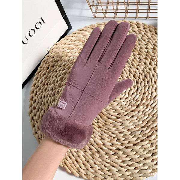 Egyszínű, pehelyes női kesztyű