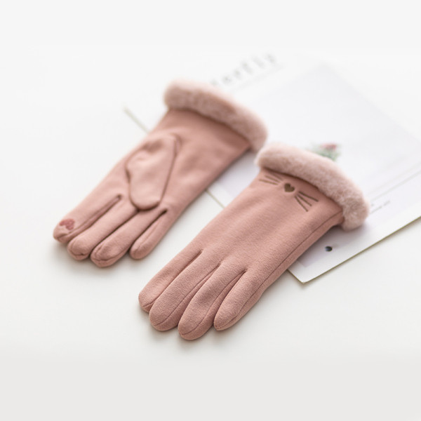 Velúr női kesztyű hímzéssel