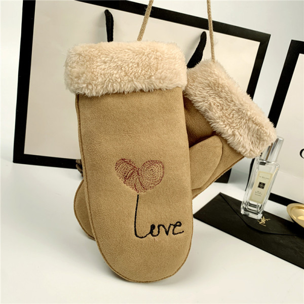 Ženske antilop rukavice sa izvezenim srcem