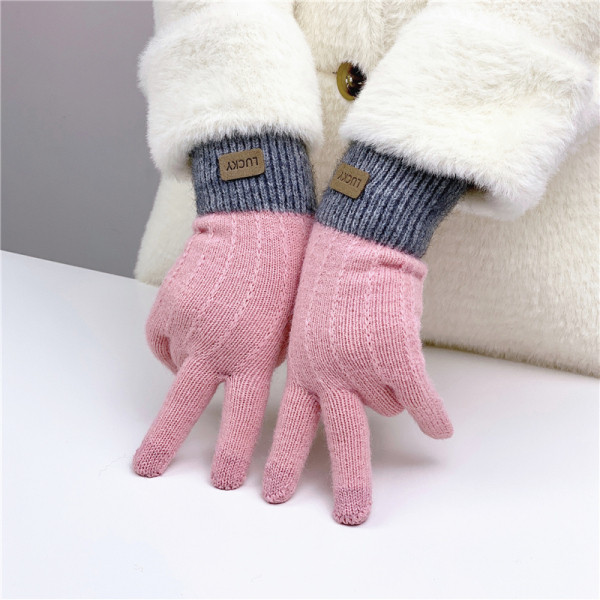 Alkalmi női kötött kesztyű emblémával