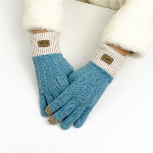 Alkalmi női kötött kesztyű emblémával