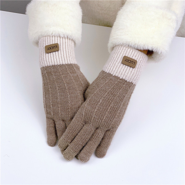 Alkalmi női kötött kesztyű emblémával