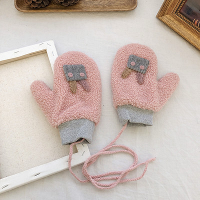 Női plüss kesztyű 3D nyuszi díszítéssel