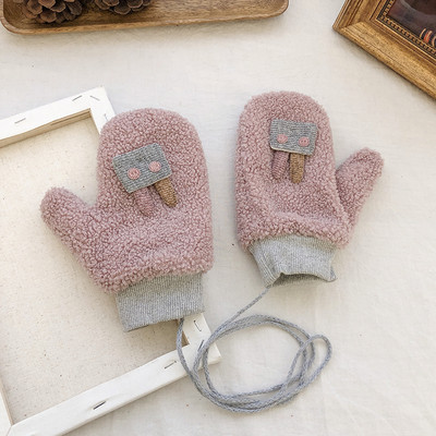 Női plüss kesztyű 3D nyuszi díszítéssel