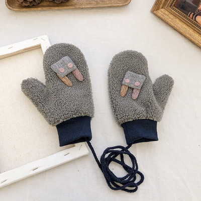 Női plüss kesztyű 3D nyuszi díszítéssel