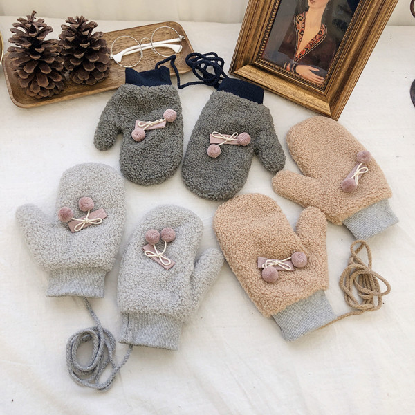 Női plüss kesztyű 3D nyuszi díszítéssel