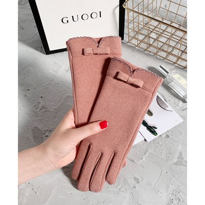 Női pamut kesztyű szalaggal