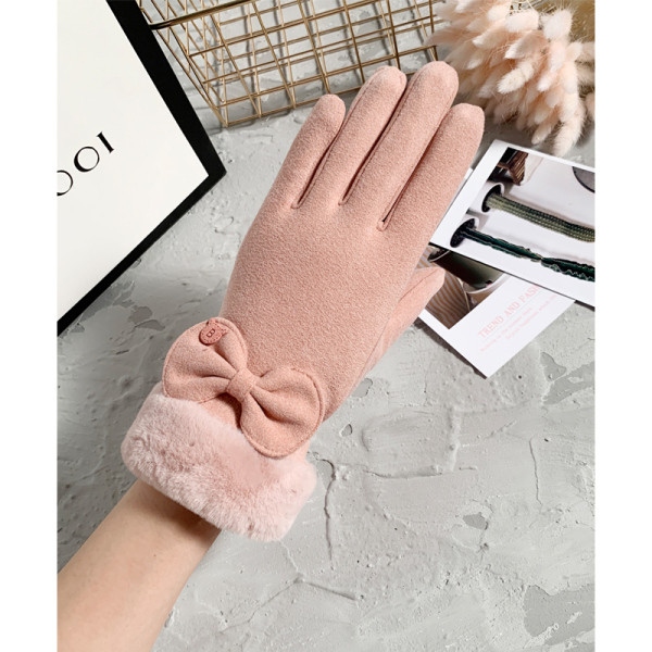 Tople ženske rukavice sa trakom