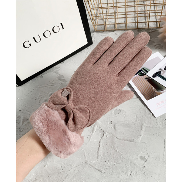 Tople ženske rukavice sa trakom