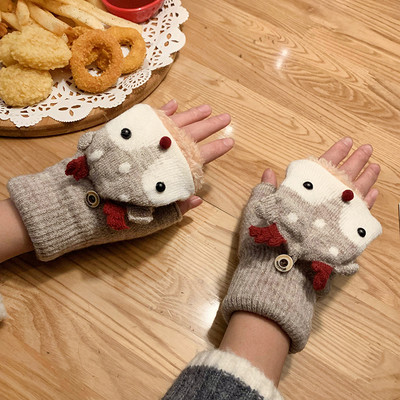 Karácsonyi női kesztyűk különböző színekben 3D elemekkel