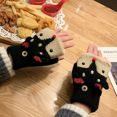 Karácsonyi női kesztyűk különböző színekben 3D elemekkel