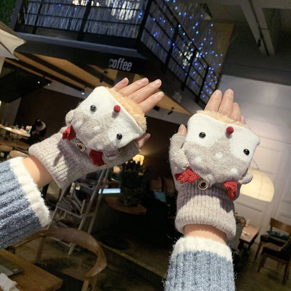 Karácsonyi női kesztyűk különböző színekben 3D elemekkel