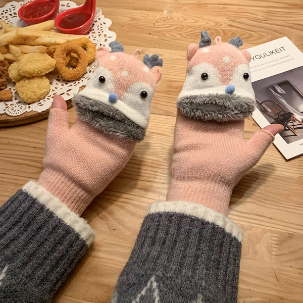 Karácsonyi női kesztyűk különböző színekben 3D elemekkel