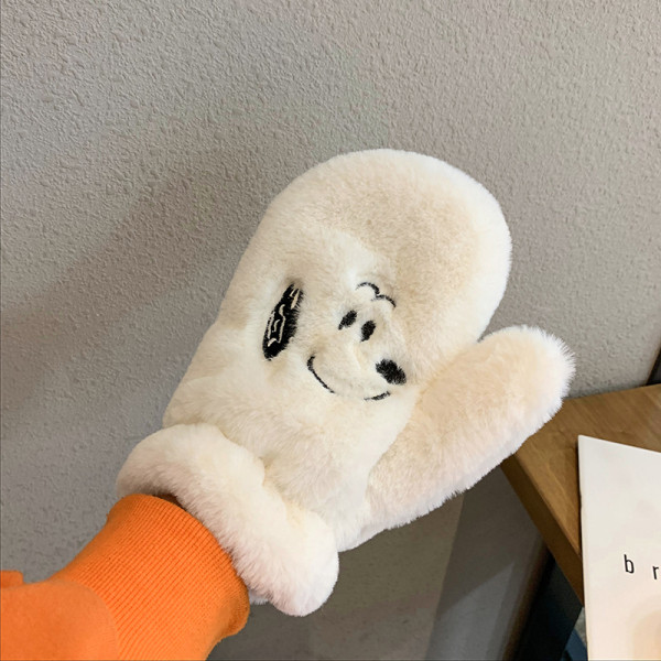 Női téli pehelykesztyű hímzéssel