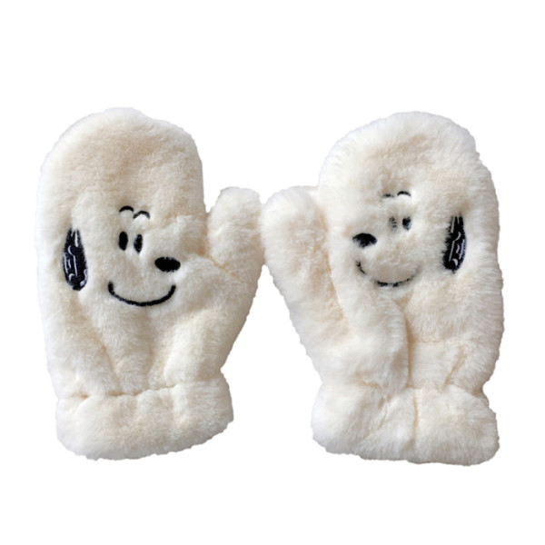 Női téli pehelykesztyű hímzéssel