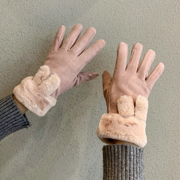 Μαλακά και άνετα γυναικεία γάντια με διακόσμηση αυτιών κουνελιών