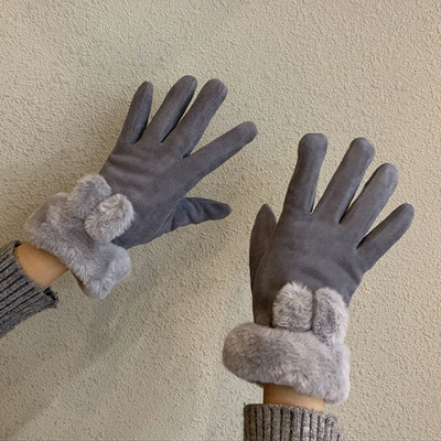 Puha és kényelmes női kesztyű nyúlfül díszítéssel