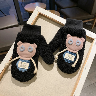 Meleg női kesztyű 3D díszítéssel - cicák