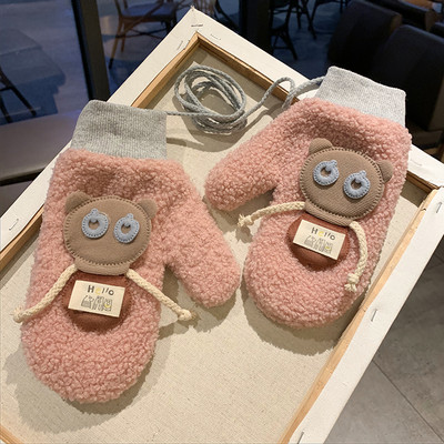 Meleg női kesztyű 3D díszítéssel - cicák