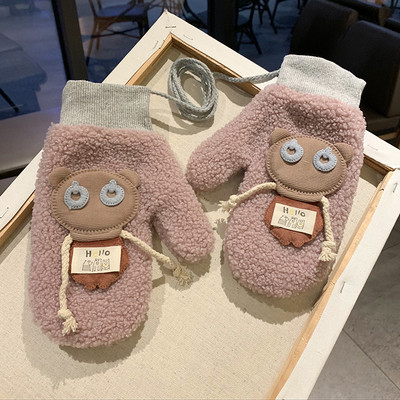 Meleg női kesztyű 3D díszítéssel - cicák