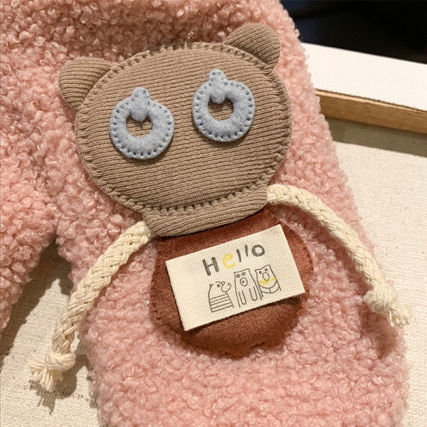 Meleg női kesztyű 3D díszítéssel - cicák