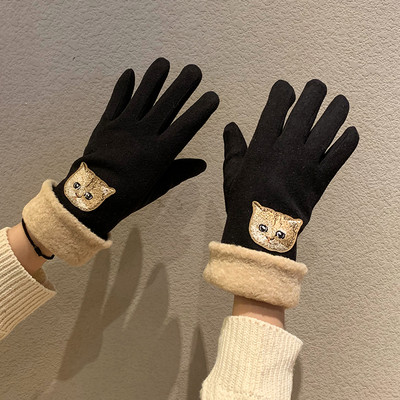 Meleg női kesztyű 3D alkalmazással - cicák