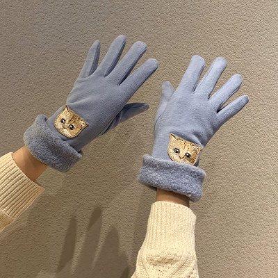 Meleg női kesztyű 3D alkalmazással - cicák