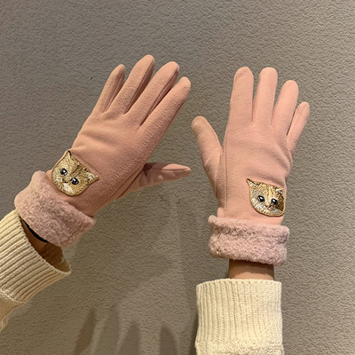 Meleg női kesztyű 3D alkalmazással - cicák