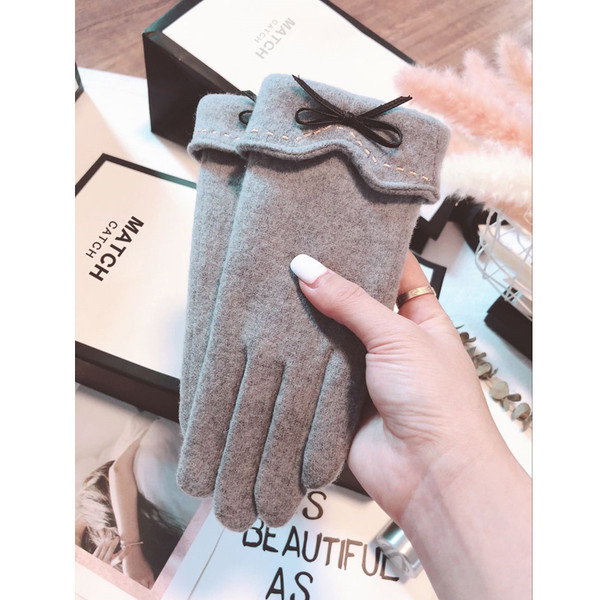 Új modell női gyapjú kesztyű szalaggal