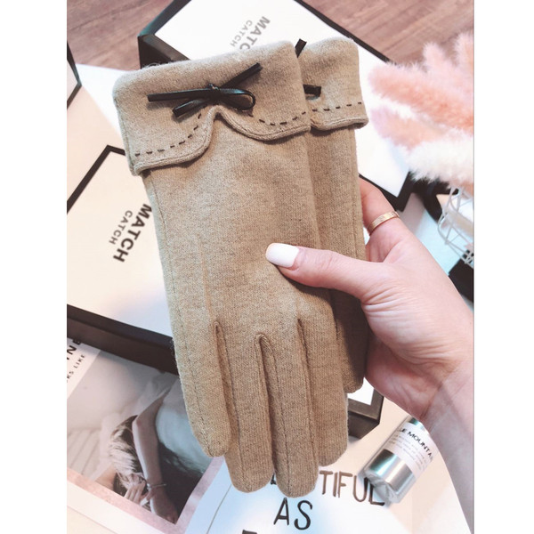 Új modell női gyapjú kesztyű szalaggal