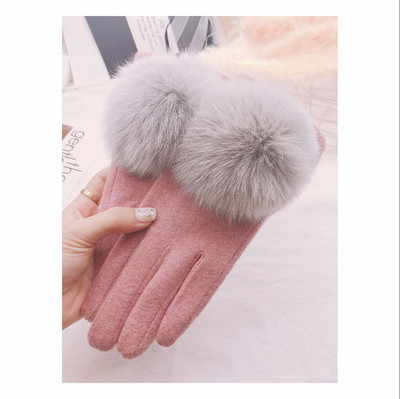 Elegantiškos moteriškos žieminės pirštinės su kaspinėliais ir perlais